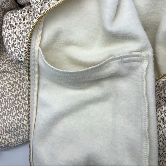 MICHAEL Michael Kors Logo Organic Cotton Blend Zip-Up Hoodie Bone - Picture 7 of 15